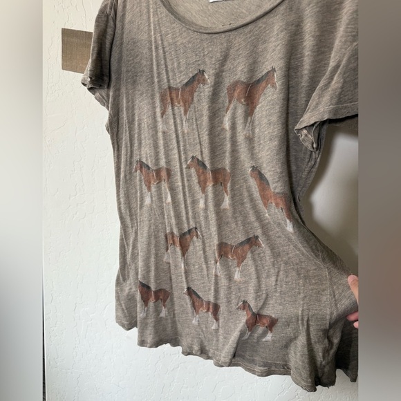 Wildfox|Distressed tan horse print tee,burnout style•••boho novelty print - Picture 8 of 13